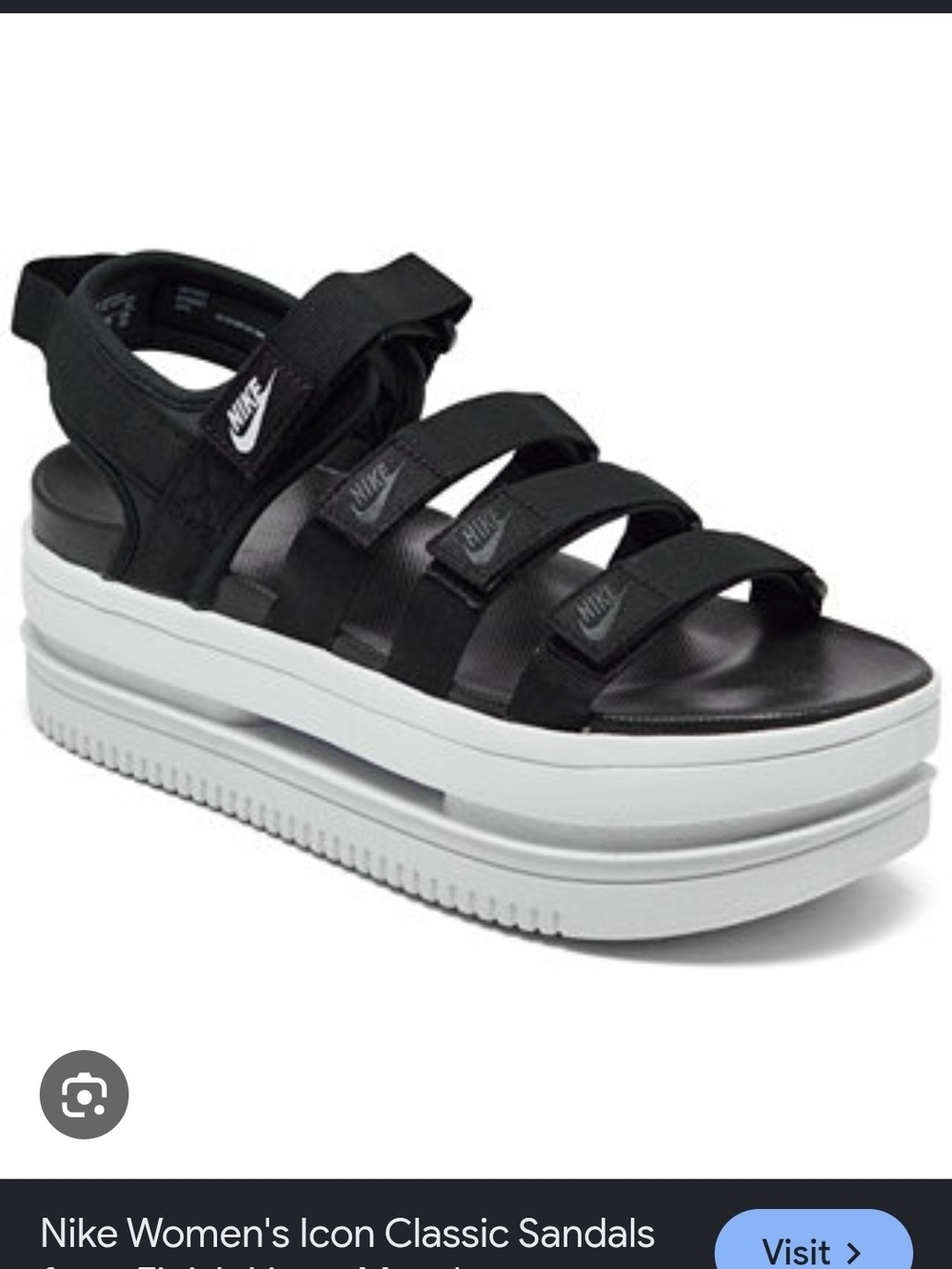 Nike Women's Black Strappy Platform Sandals with White Sole